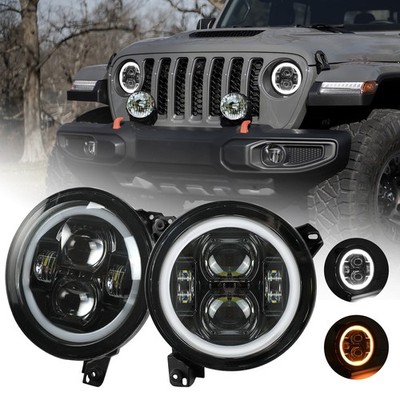 SUNPIE 9 '' LED Headlights White DRL&Amber Turn Signal for 18-26Jeep Wrangle  JL