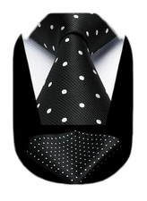 Polka Dot Ties for Men Classic 8.5cm / 3.4 inches in Width B-black  White 2