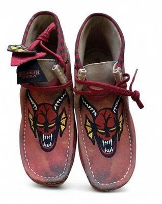 Stranger Things Moccasin Shoes Wallabee Evo Red Hellfire Club Shoes Men s 9.5