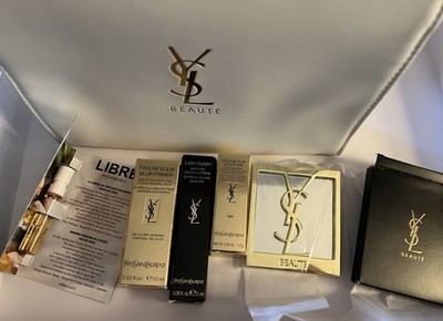 YSL Beauty 6 Pc Gift Set White/Gold Bag, Mirror, Rouge, Mascara