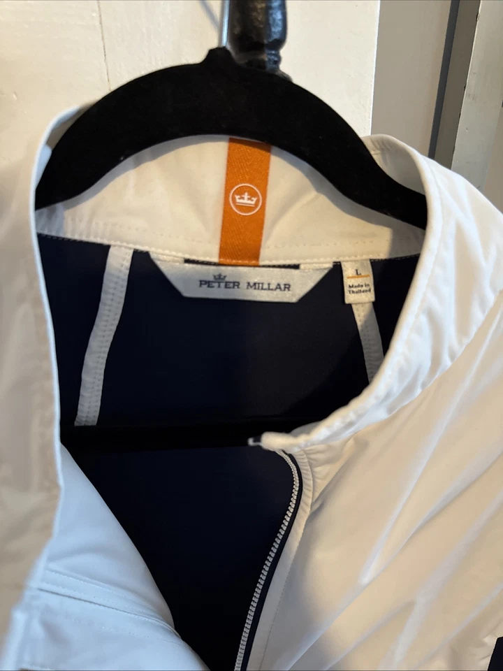 Chaleco Peter Millar Para Hombre Grande Blanco Azul Marino Hyperlight Fuse Golf Resistente al Agua Foto 2 de 4