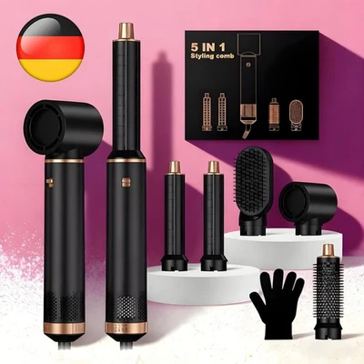 MARKENLOS 5 in 1 Föhnbürste Rotierend Stylingbürste elektrisch Haarstyler Lockenstab