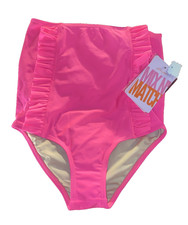 NWT Kortni Jeane Hot Pink Highwaisted Swimsuit Bottoms With Stick-On Earrings