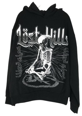 Lost Hills Hoodie Sweatshirt Mens Size Large Black Skull Skeleton