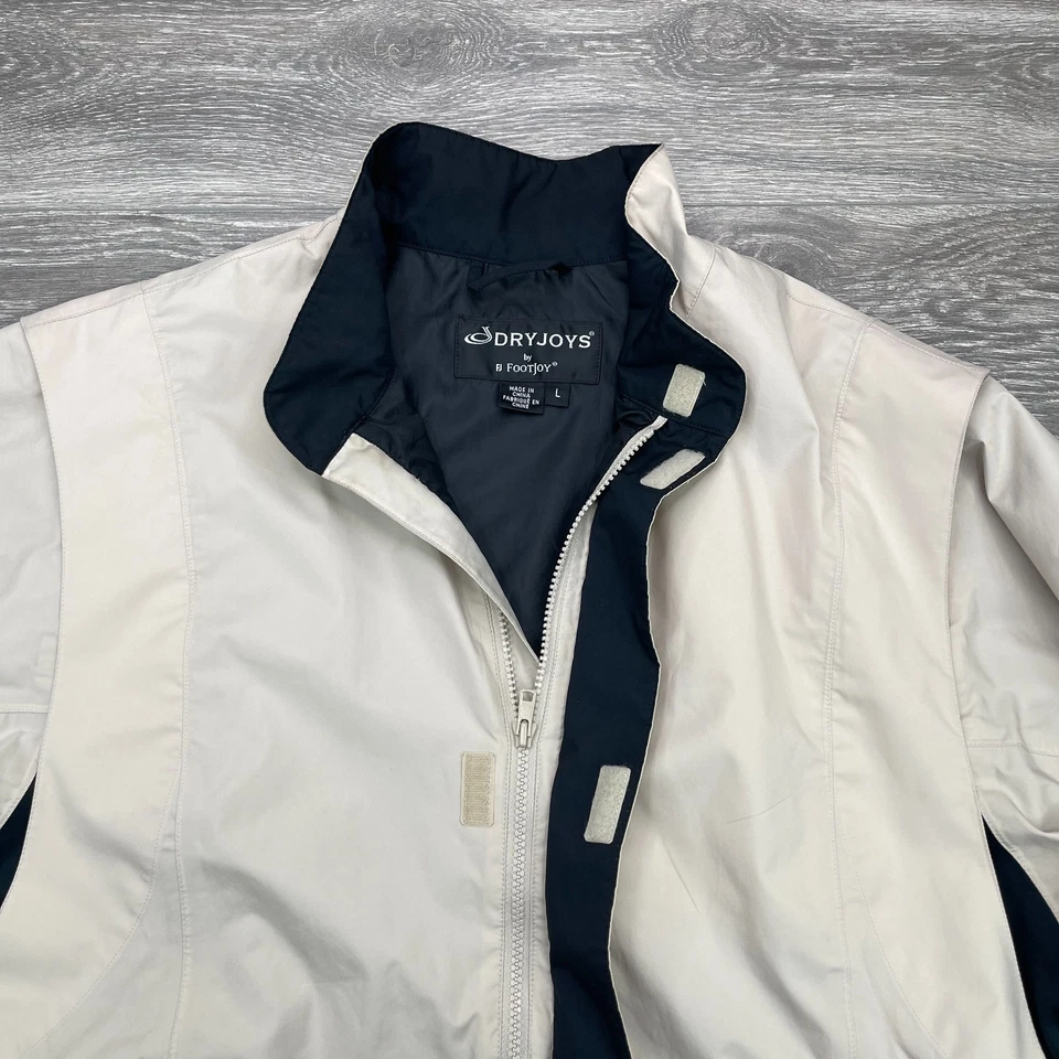 FootJoy DryJoys Waterproof Golf Rain Jacket Mens Large Beige Windproof FJ Logo - Image 4 of 4