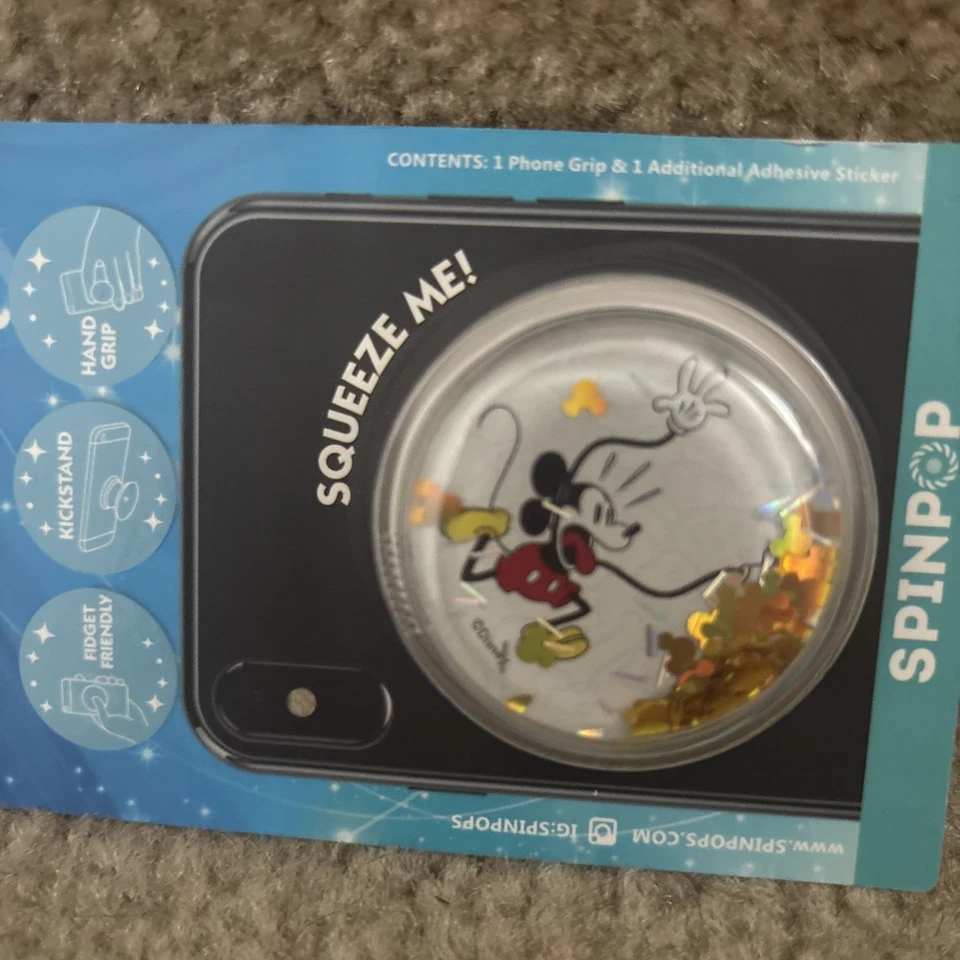 迪士尼米老鼠 Squishy 手机手柄坐立不安、支架、手柄带闪光 — 第 4/4 张图片