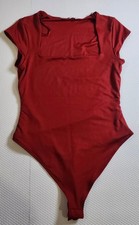 Red Square-Neck Short Sleeve Bodysuit