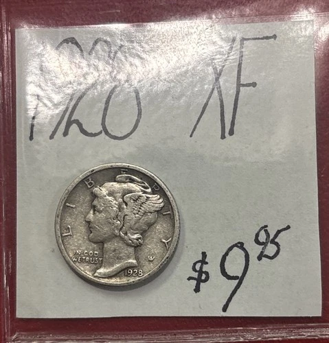 1928 Mercury Silver Dime (XF) Extra Fine Condition! ENN Coins