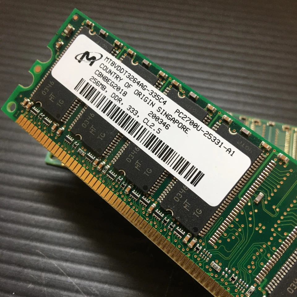 2PCS Micron 256MB MT8VDDT3264AG-335C4 PC2700U-25331-A1 DDR, 333, CL2.5 PC Memory - Image 2 of 4