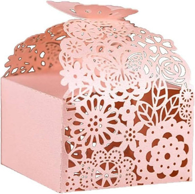 50Pcs Laser Cut Butterfly Favor Boxes, 2.6'' X 2.6'' X 1.6'' Floral Gift Box for Br