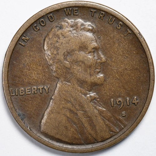 1914-S Lincoln Wheat Penny San Francisco Mint Fine (F)