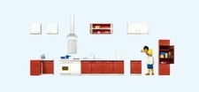 Preiser 10646 HO Mother Cooking Figures with Kitchen Furniture
