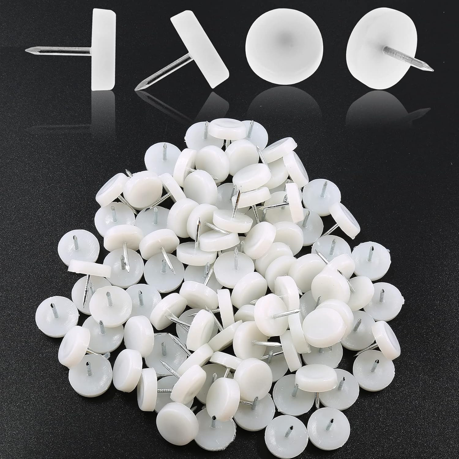 Glides For Wood Floors, White