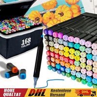 Profi 168 Farben Marker Stifte - Filzstifte Set - Permanenter Marker Twin Tip