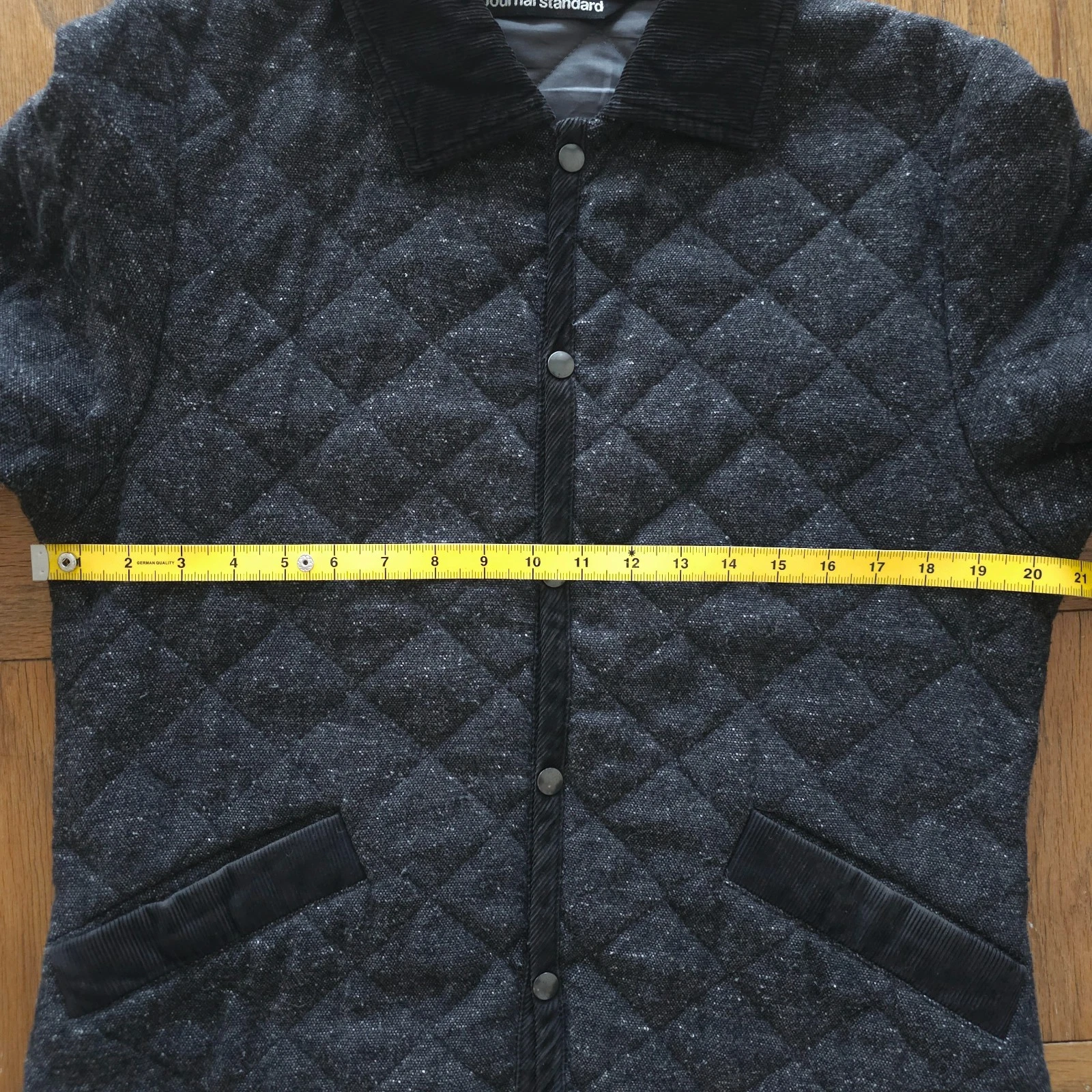 JOURNAL STANDARD Made in France Tweed Wool Blend Quilted Jacket Gray Medium - product detail image 14
