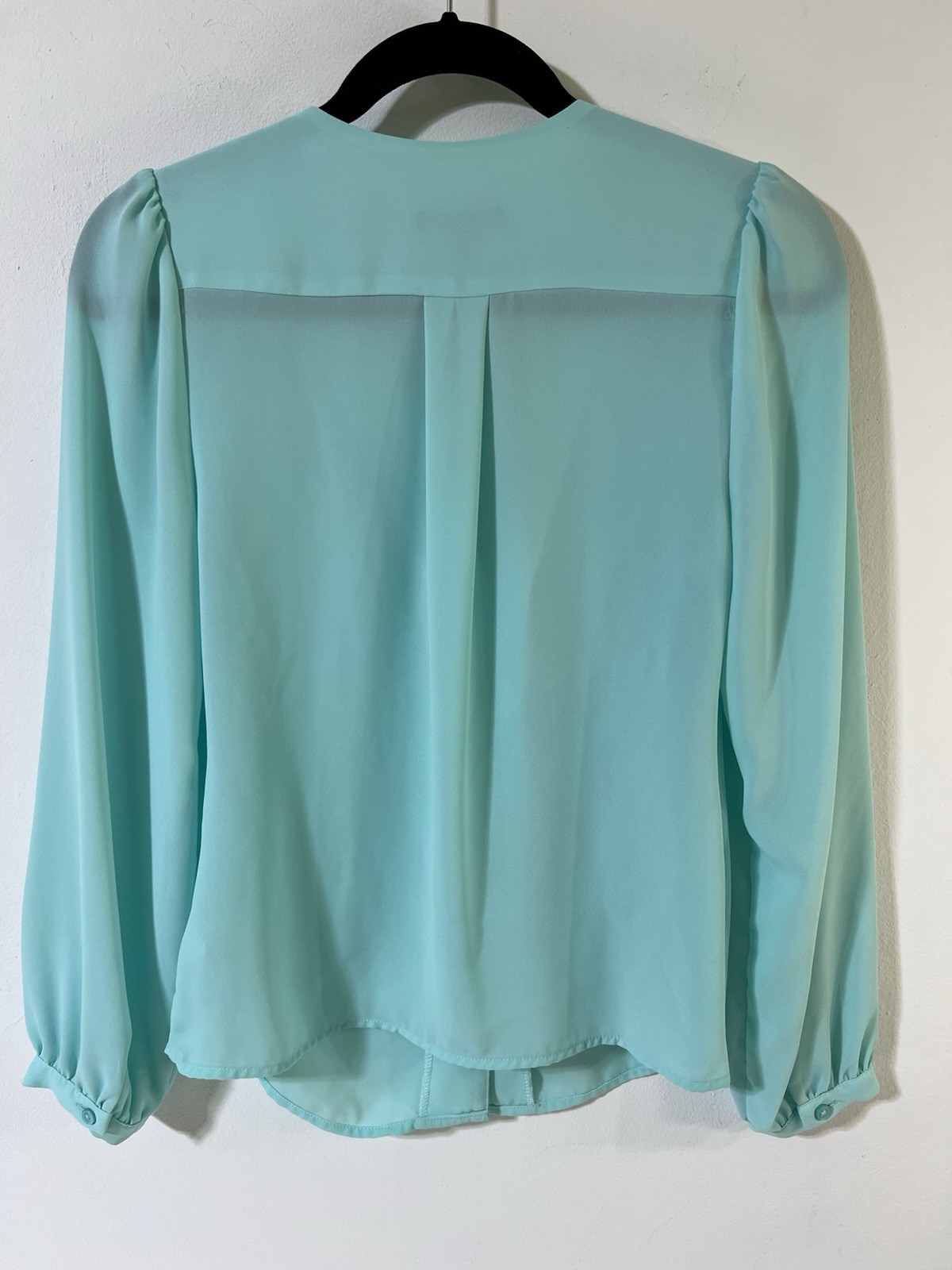 EXPRESS Turquoise Mint Green Button Down Balloon … - image 2