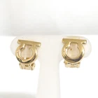 Authentic Salvatore Ferragamo Gancini Clip-on Earrings Goldtone Metal Italy Made