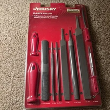 Husky Multi Purpose File Rasp Set Hardened Alloy Steel Plastic Handle 10 Piece