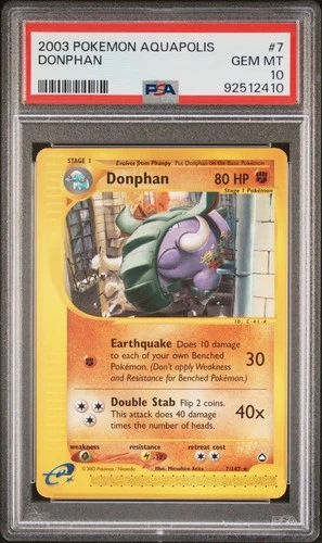 2003 POKEMON AQUAPOLIS #7 DONPHAN PSA 10