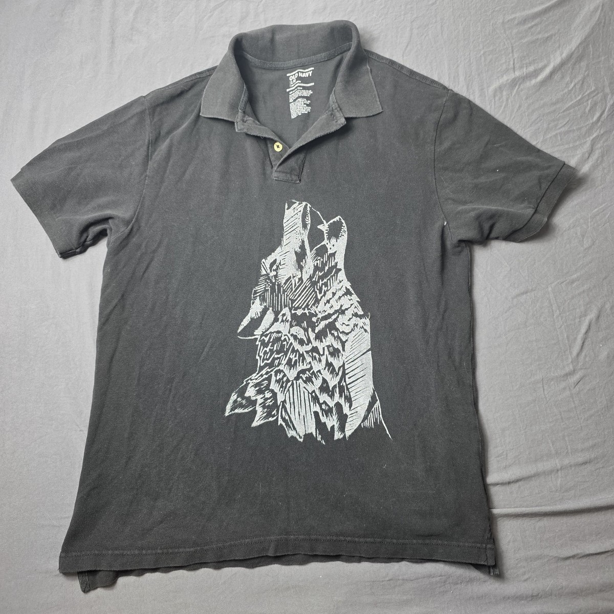 Old navy Men's y2k polo Wolf black large