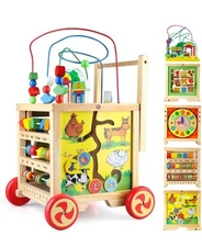 Wooden Activity Cube 6 in 1 Montessori Toys Educational Learning Sensory Toys