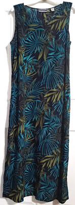 Amanda Smith  M  Multicolor Silk Sleeveless Maxi Dress Tropical Resort Luxury