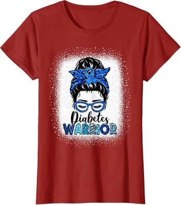 Diabetes Warrior Messy Bun Type 1 Awareness Ladies' Crewneck T-Shirt