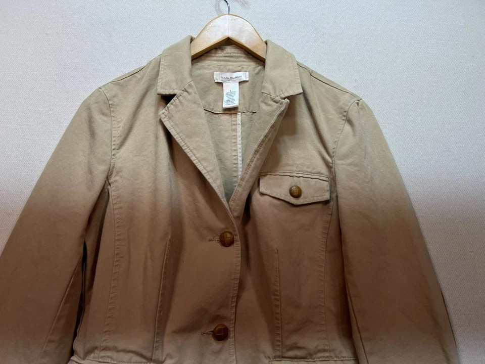 Chaqueta Blazer Isaac Mizrahi Para Mujer Dos Botones Manga Larga Talla L Beige Bolsillos Foto 4 de 4