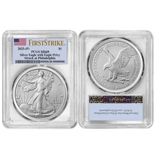 2025 P Silver American Eagle $1 W/Eagle Privy PCGS MS69 First Stike #2
