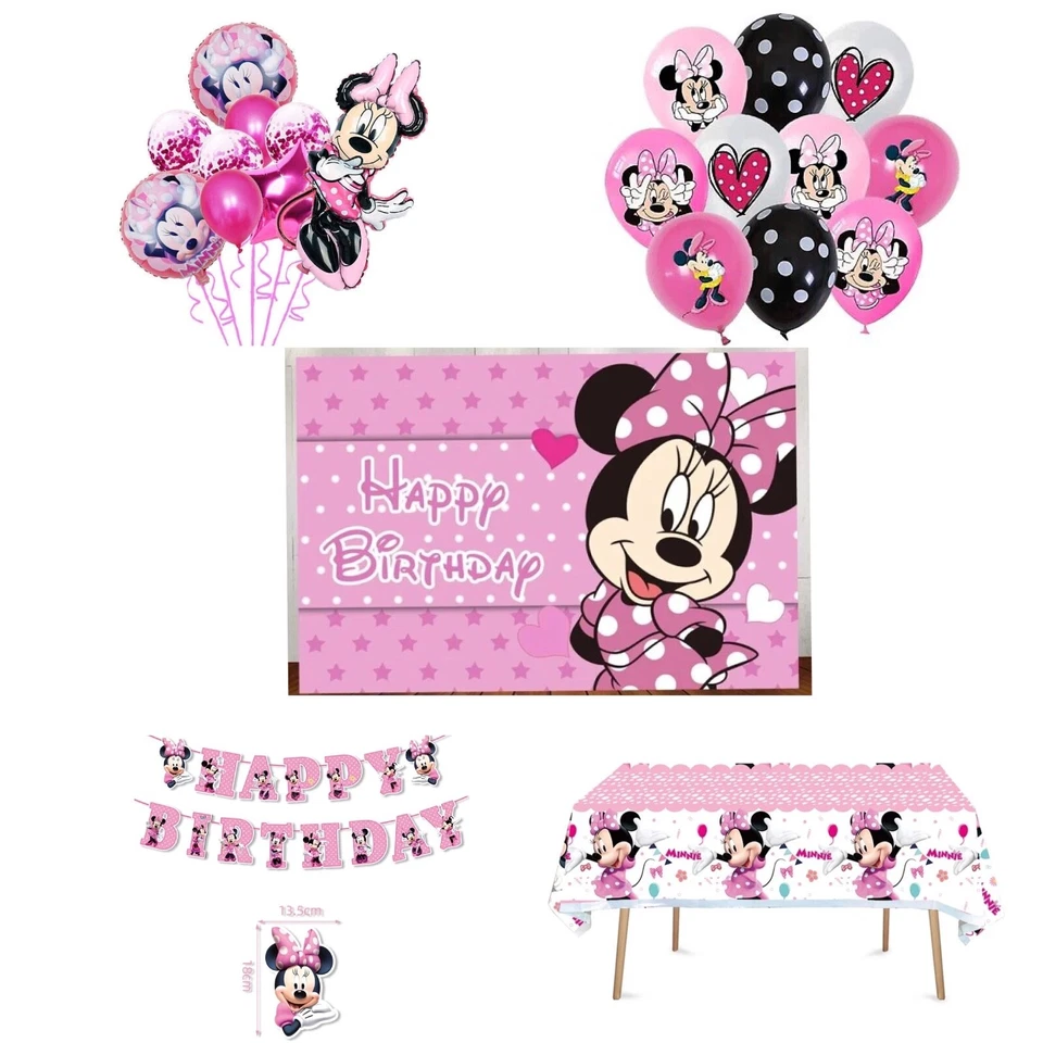 Minnie Mouse Birthday Party Supplies Tableware Kids Decorations Balloons Banner