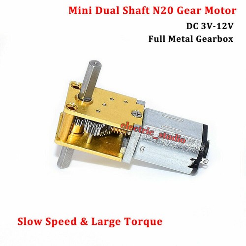 DC3V 5V 6V 9V 12V Dual Shaft Mini N20 Worm Gear Motor Metal Gearbox