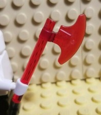 LEGO Axe Trans Red Handle Weapon Castle Rivet Ninjago Thick Blade Castle Hobbit