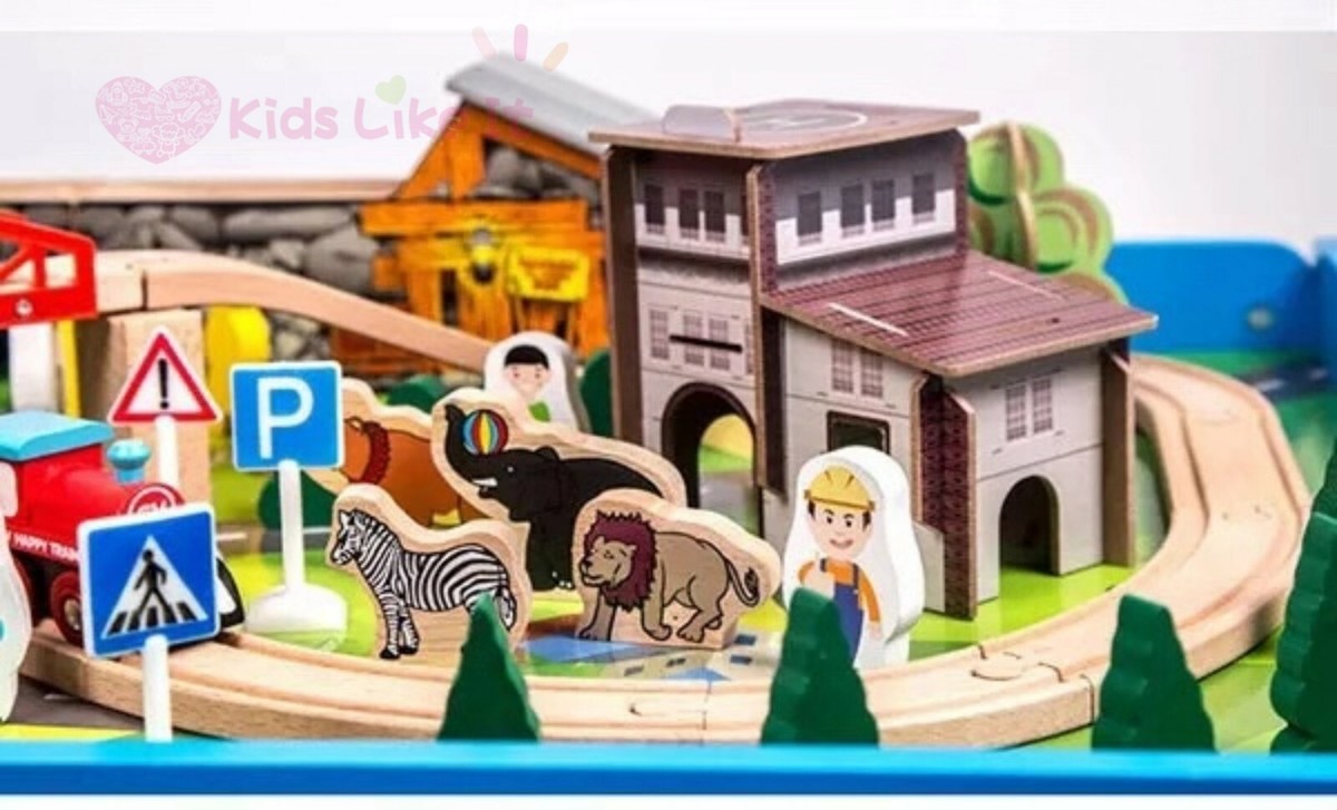 Brand New Wooden Train Table Children Pretend Play Set Toy Kids