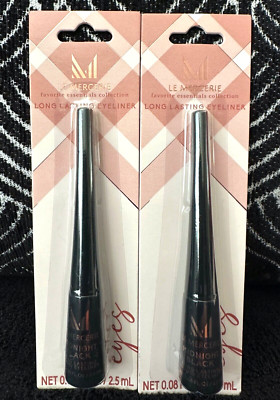2x LE MERCERIE FAVORITE ESSENTIALS MIDNIGHT BLACK LIQUID PRECISION LINE EYELINER