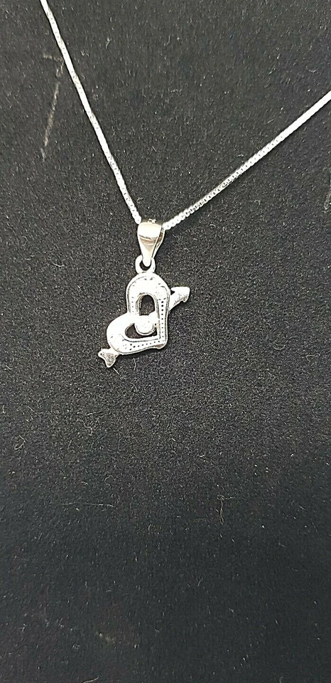 COLLANA IN ARGENTO 925° CON PENDENTE CUORE ZIRCONI .♥️ AMORE♥️ - Immagine 3 di 4