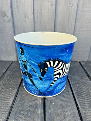 VINTAGE 60ER JAHRE WORCESTER WARE BLECH ALTPAPIERTONNE ZEBRA AFRIKANISCHER STAMM MAASAI