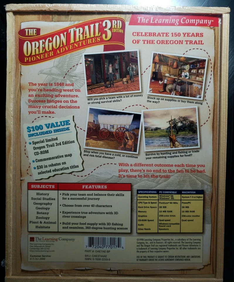 The Oregon Trail 3rd Edition PC Game - Limited Edition Wood Box Set NEW - Image 2 of 3