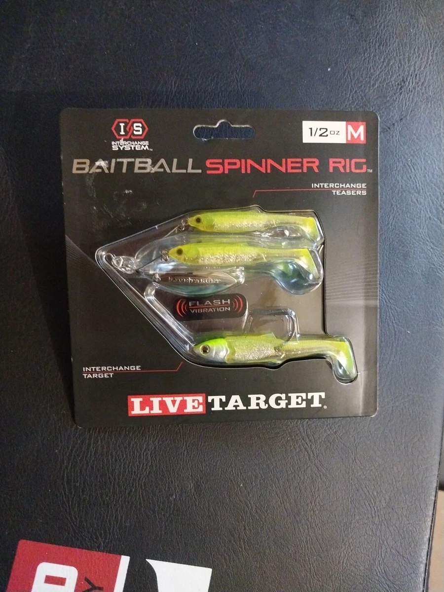 Live Target BaitBall Spinner Rig Interchange Pack M Medium, Esche Plastiche 2.5", Verde/argento