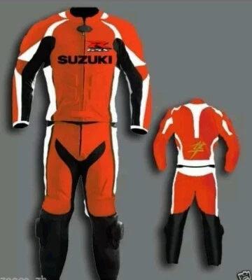 SUZUKI Manner Motorrad Rennen Lederkombi Biker Rindsleder Anzug-S-M-L-XL-XXL-3X - Bild 1 von 3