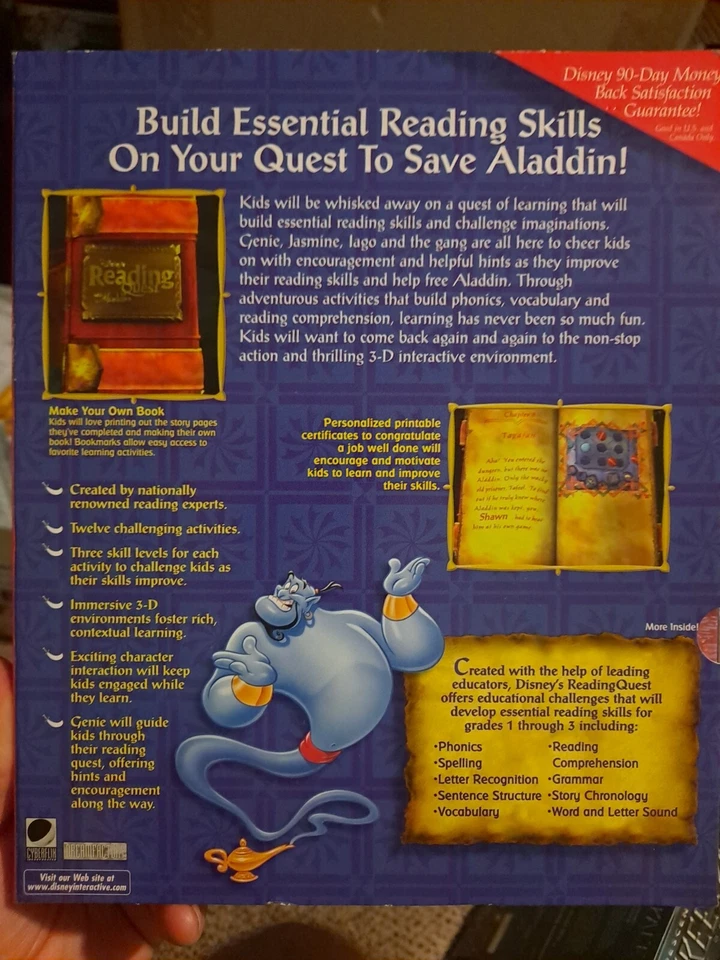 Vintage 1995 Disney's Reading Quest with Aladdin CD-ROM 2 pack Read Along NEW - Image 2 of 3