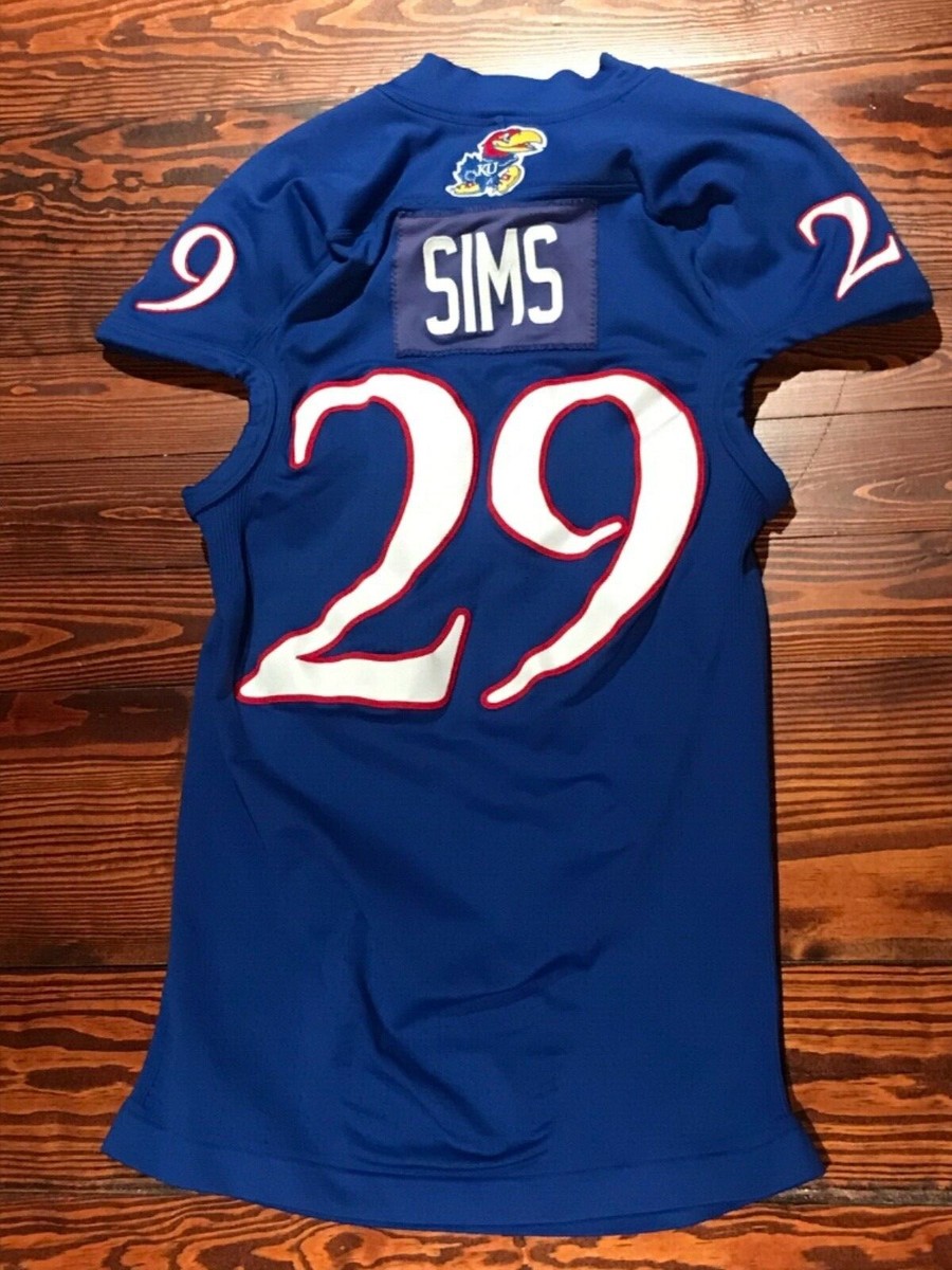 NANAKUM KARAS 29番 ユニフォームセット 2012 Kansas Jayhawks Football HB James Sims Game Used Worn Jersey