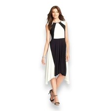 Ann Taylor Colorblocked Handkerchief Hem Dress Color Black Cream Women’s Size 10