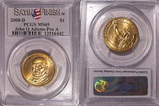 2008 D John Q Adams Presidential Dollar $1 PCGS MS69 Position A Satin Finish