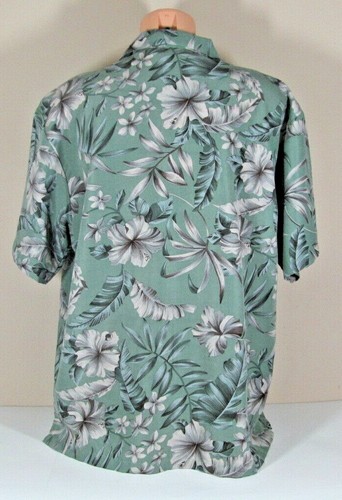 ISLAND BLUE Mens XL Polyester Hawaiian Camp Shirt Button-up S/S Palms Floral - Picture 3 of 5