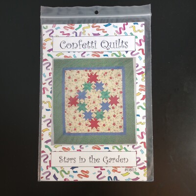 Stars in the Garden Pattern Confetti Quilts Wall Hanging Blanket Throw 56x60 VTG