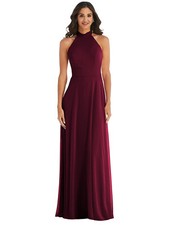 After Six 1545....High Neck Halter Backless Maxi Dress...Cabernet...Size 18