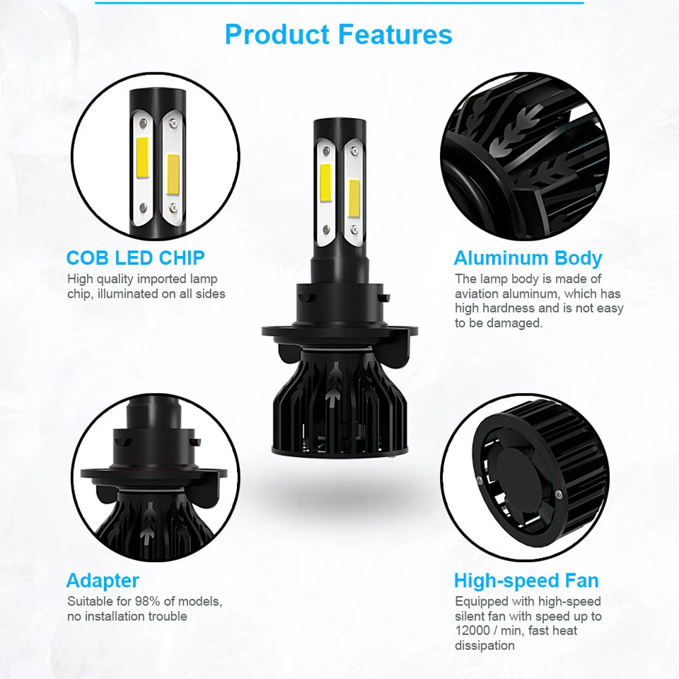 Faro LED alto/bajo para Mercury Grand Marquis 2006-2011 - 4 piezas + bombillas antiniebla Foto 4 de 4