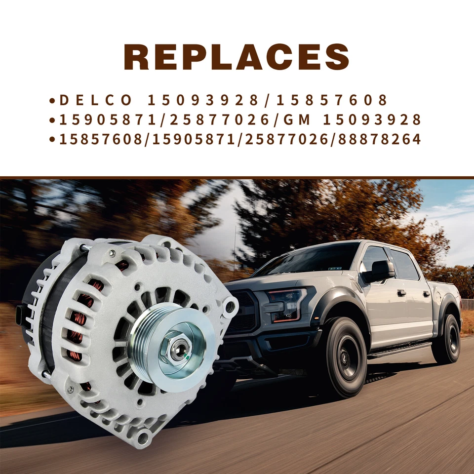 New Alternator For Chevy GMC Silverado Sierra Yukon 1500 2500 2007 2008 2009 - Image 3 of 4