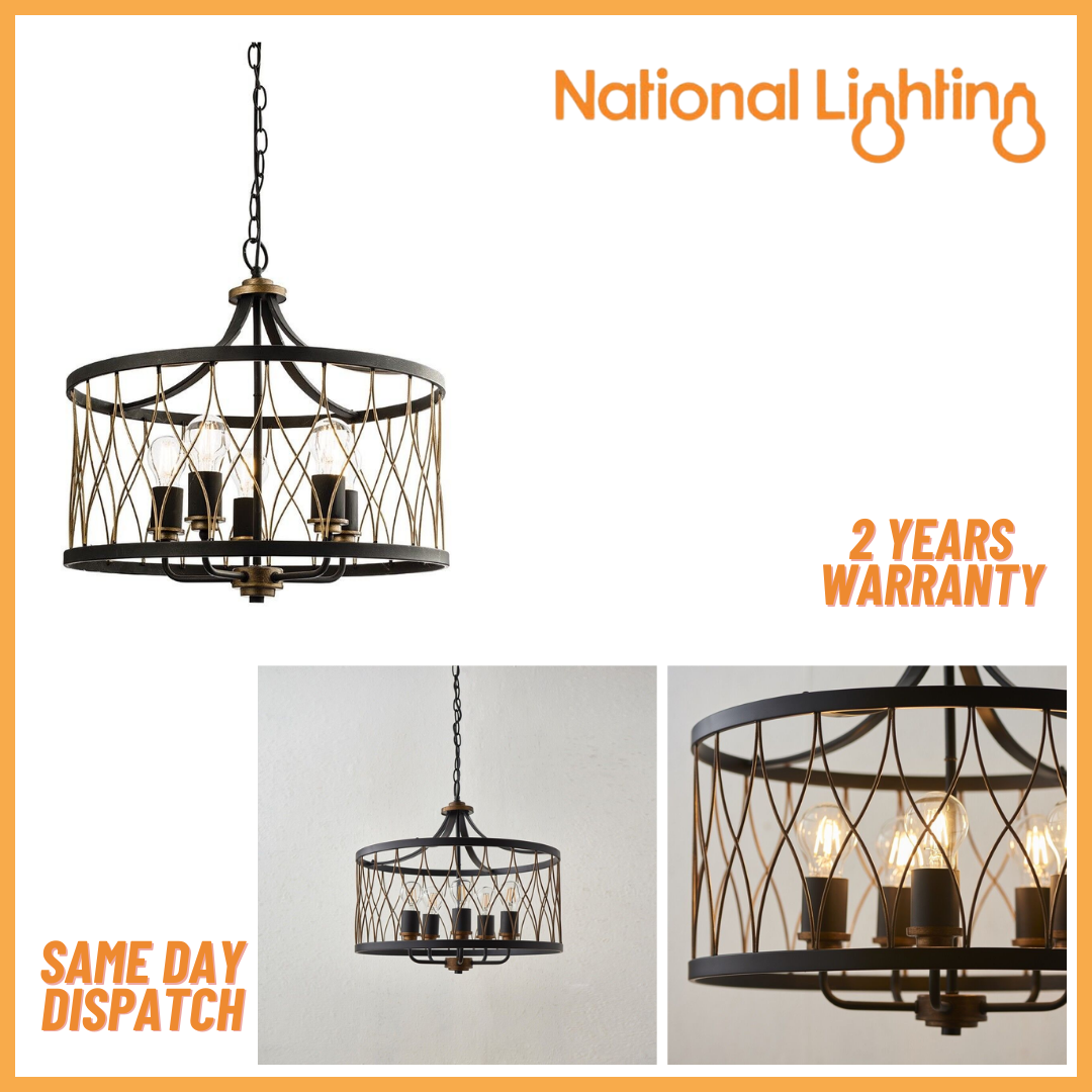 Light Pendant Ceiling Chandelier E27 LED Dimmable Matt Black - Main Image