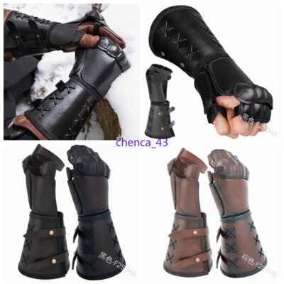 Medieval PU Arm Wrist Wide Cuffs Bracers Warrior Archer Gauntlet